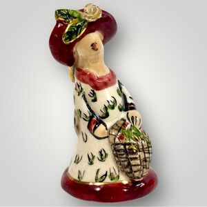 Vtg Blue Sky Clayworks Heather Goldminc Lady w/Rose Hat & Basket Figurine 2002